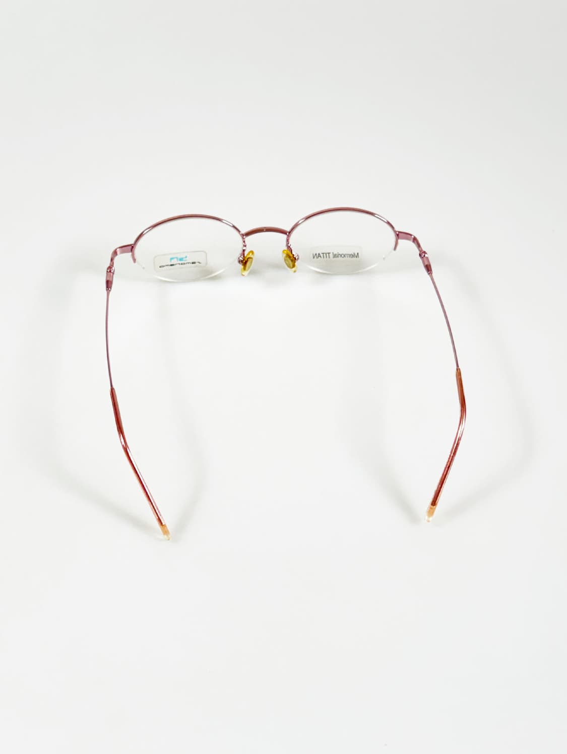 SEMONEMO 핑크 티타늄 오벌 반무테 빈티지 안경 상품이미지5