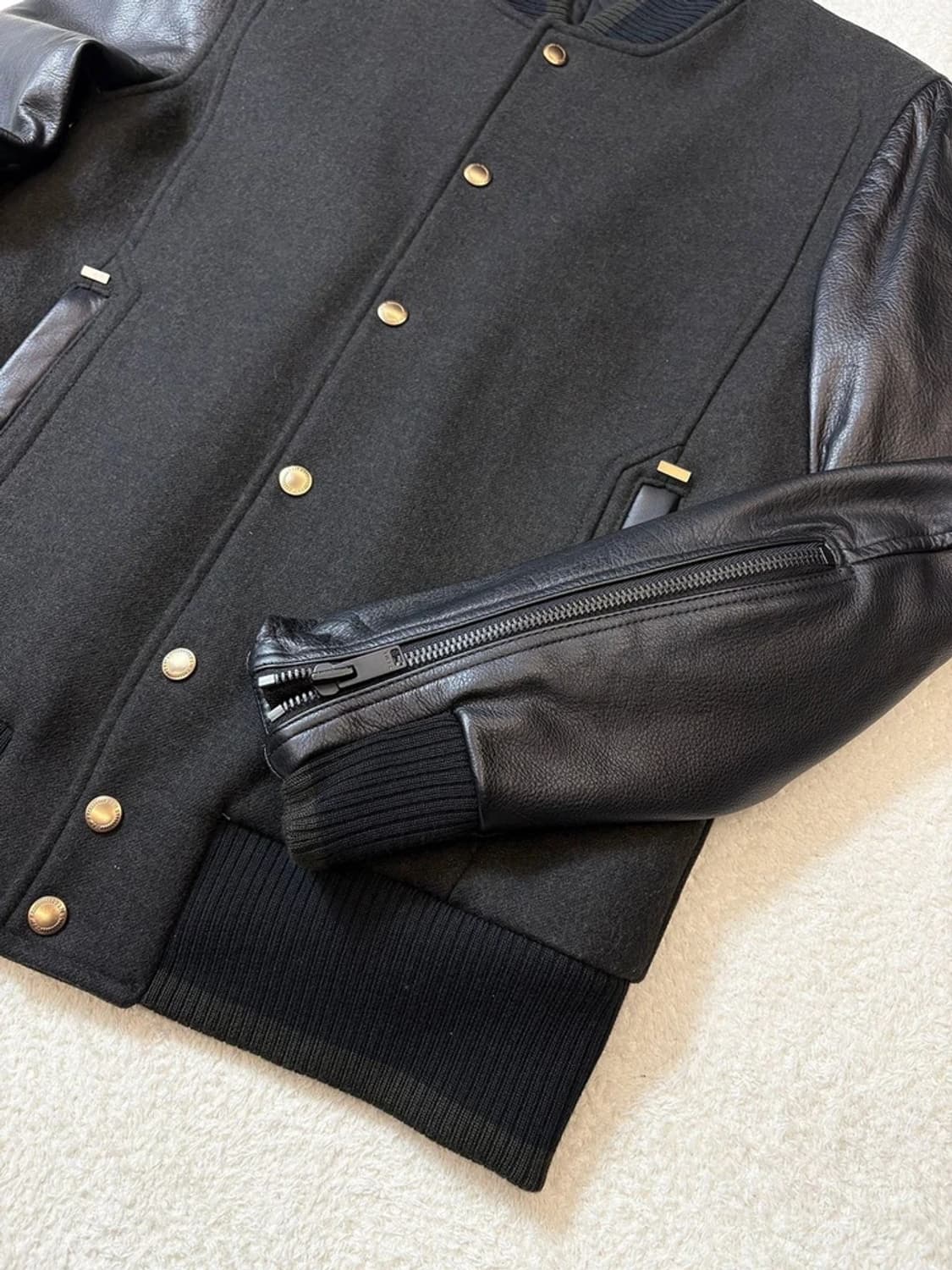 타임옴므 12FW 소가죽 배색 울 바시티 자켓 PN6056 상품이미지4