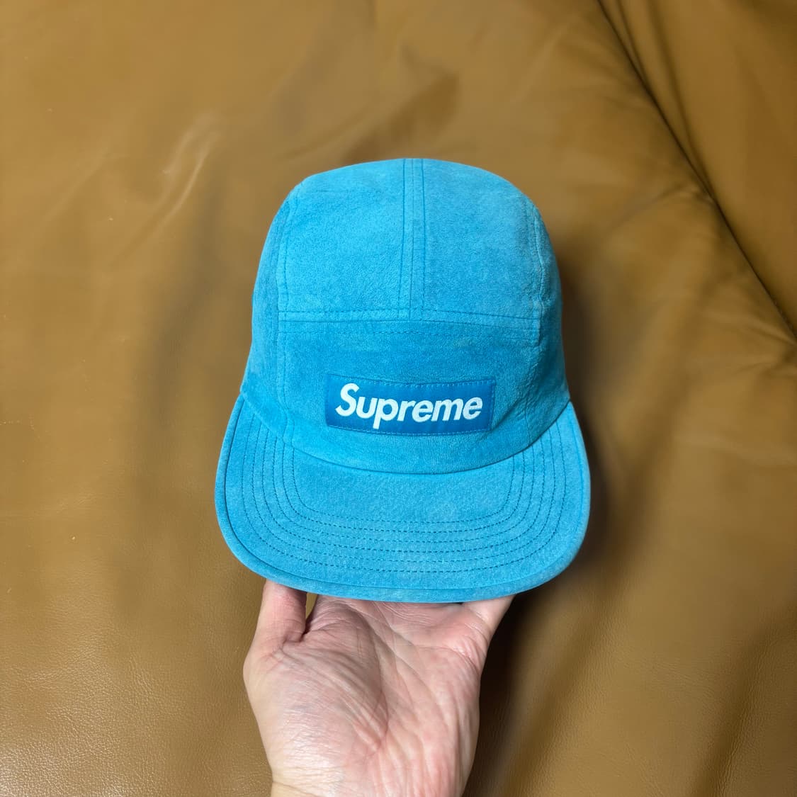 Supreme 슈프림 캠프캡 모자 (Suede Teal Blue) 상품이미지2
