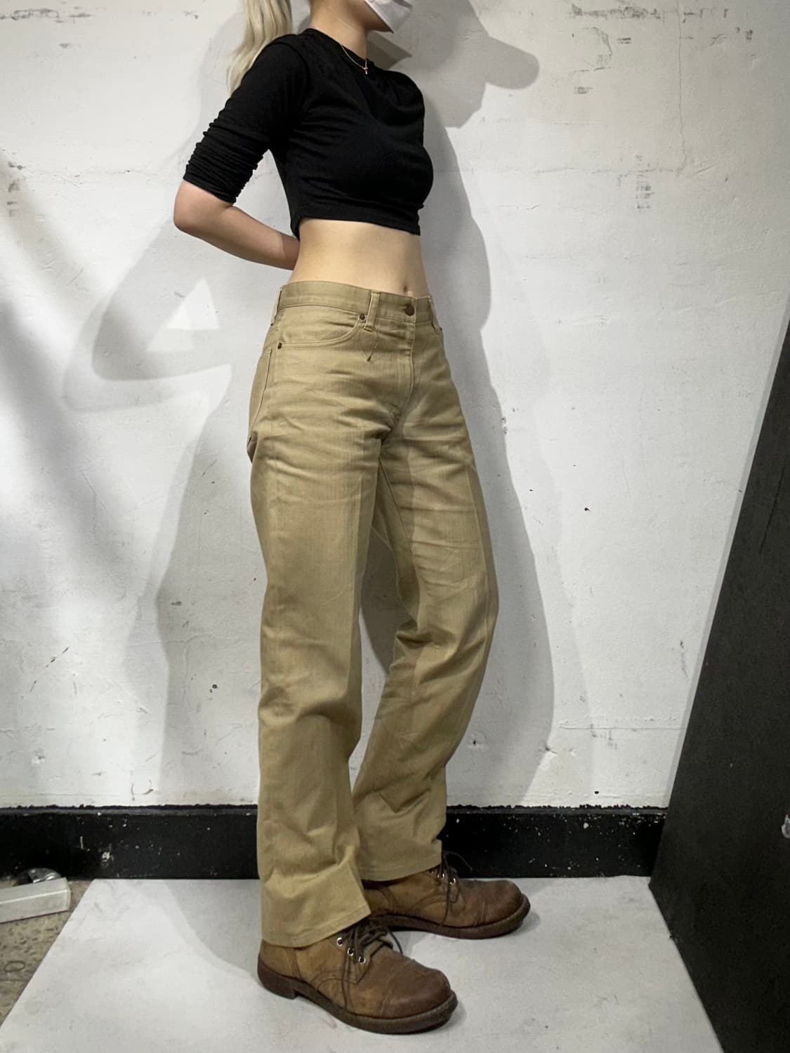 일본 빈티지 타케오 베이지 워싱 워크 데님 팬츠  상품이미지1