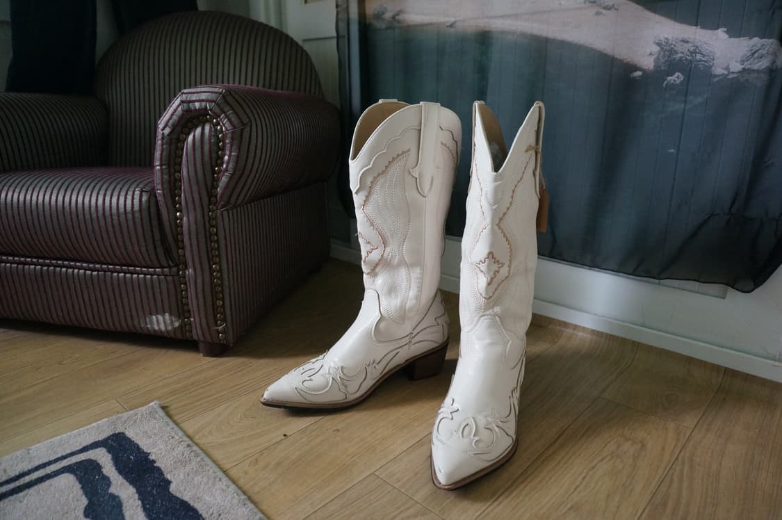 White Leather Western Boots 상품이미지8