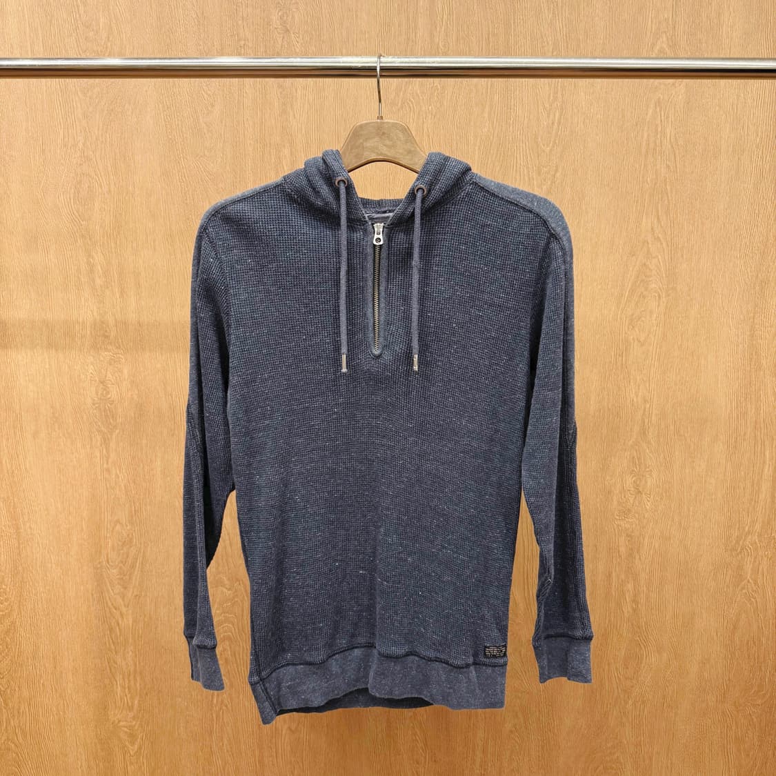 디젤 와플 조직 코튼 하프 집업 후드 니트 워싱 지퍼 디테일 네이비 상품이미지2