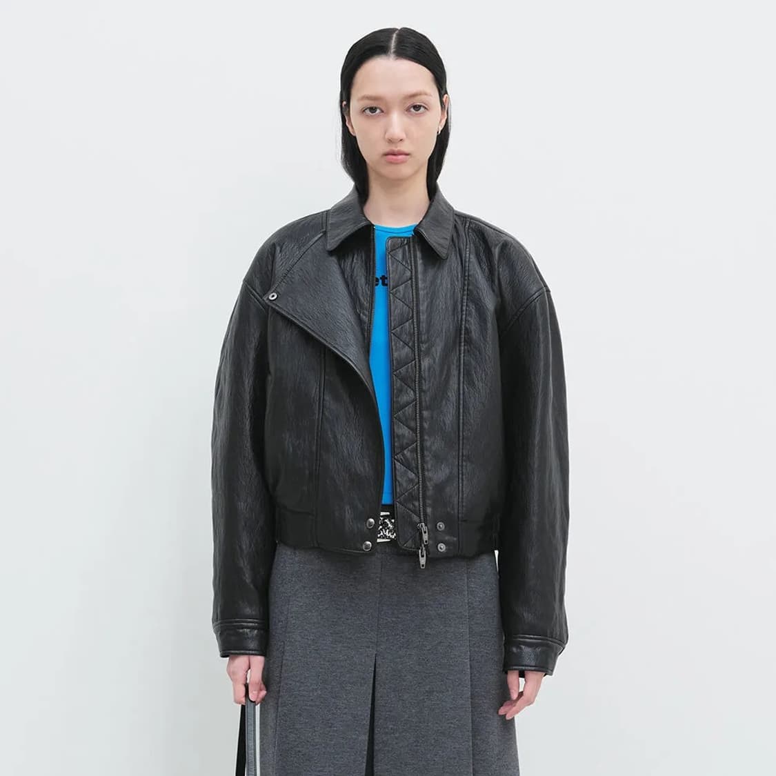 윤세 레더자켓 Faux Leather Jacket (Black) 상품이미지2