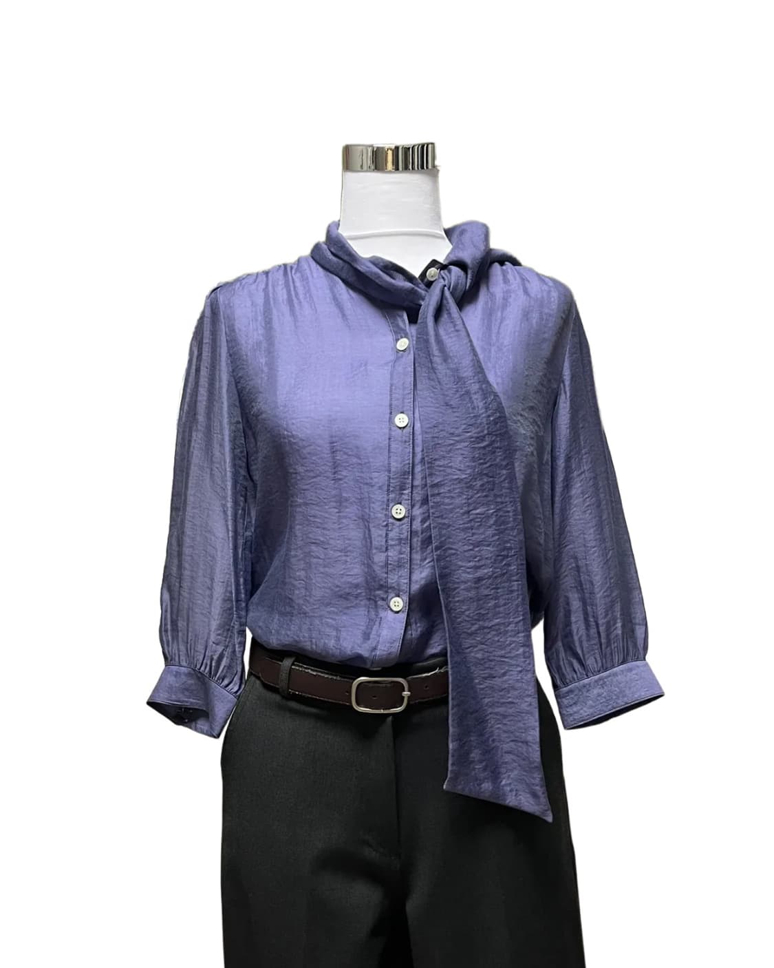 Blue scarf tie blouse 상품이미지4