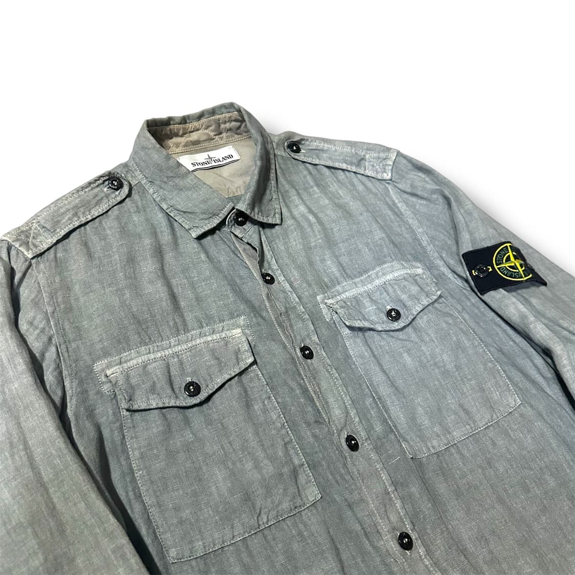 stone Island 숄더마크 투포켓 린넨 셔츠 상품이미지2