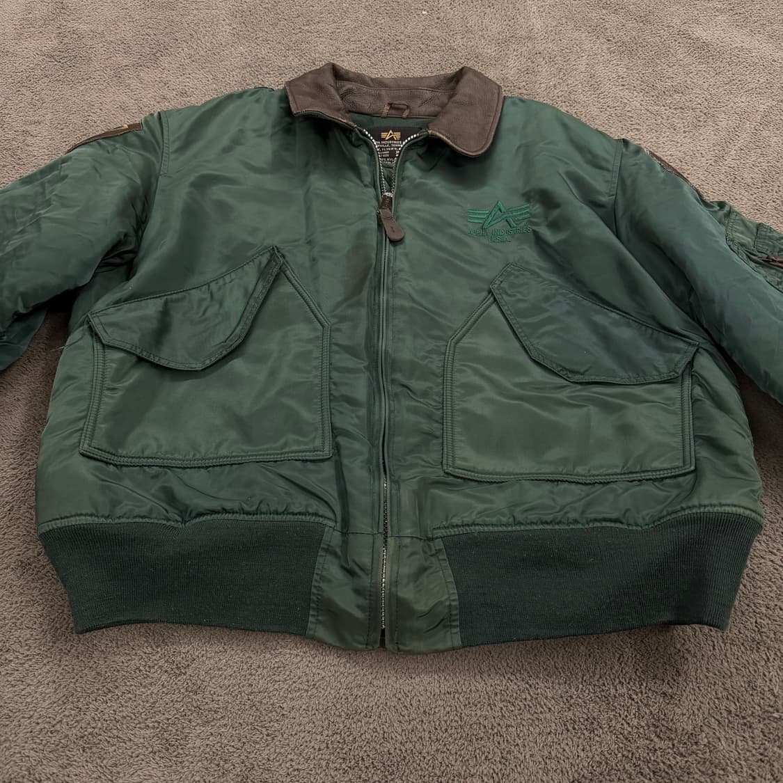 [정품/XL] 알파인더스트리 MA-1 가죽 배색 항공점퍼 상품이미지3