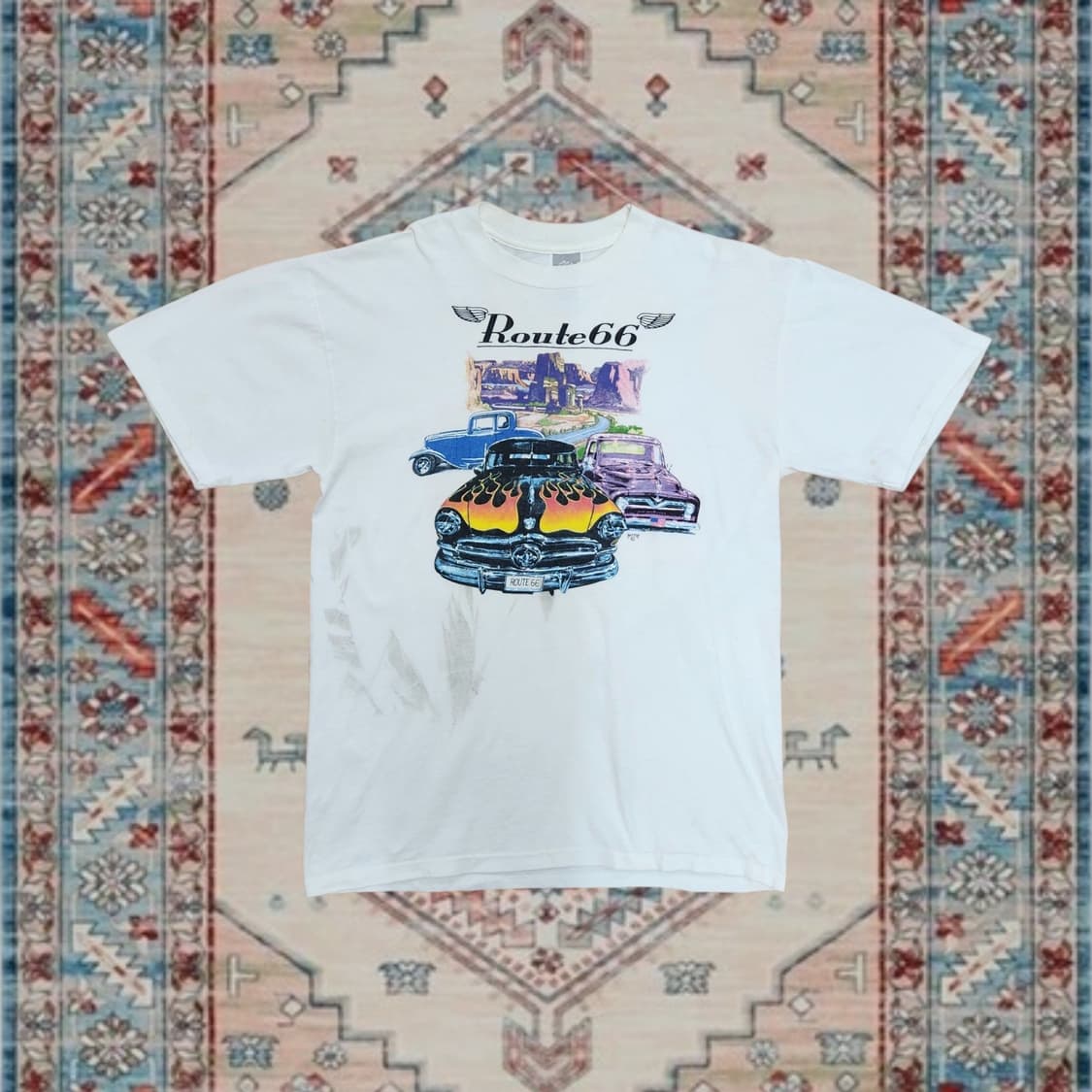 USA 아메리칸 빈티지 route66 그래픽 티셔츠 (M) 상품이미지1