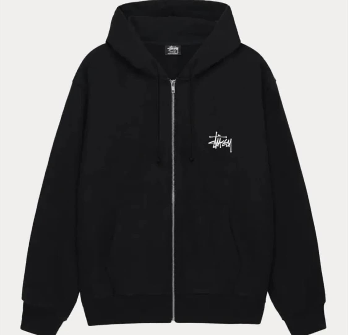스투시 기모 후드집업 블랙 상품이미지2