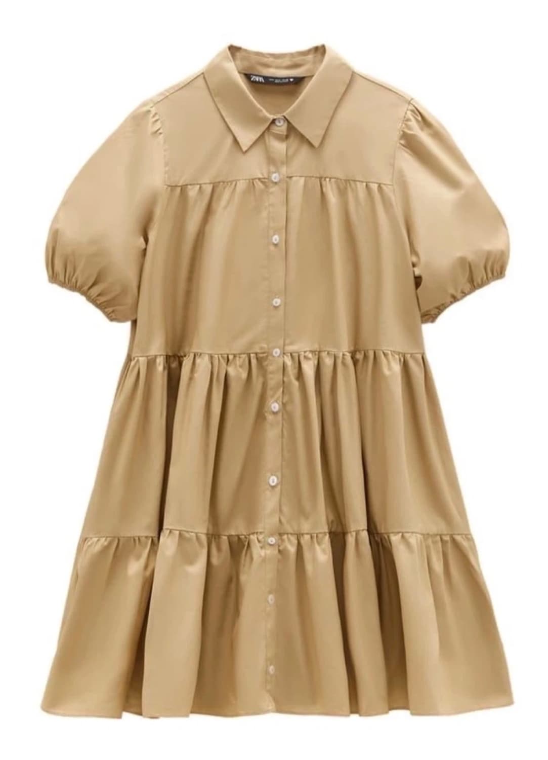 ZARA 베이지 셔츠 캉캉 원피스 M 상품이미지1