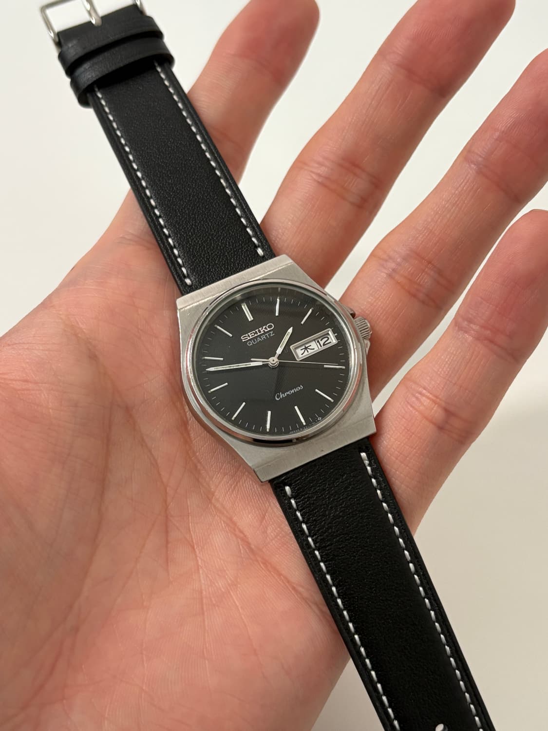 80s chronos black dial silver quartz 상품이미지1
