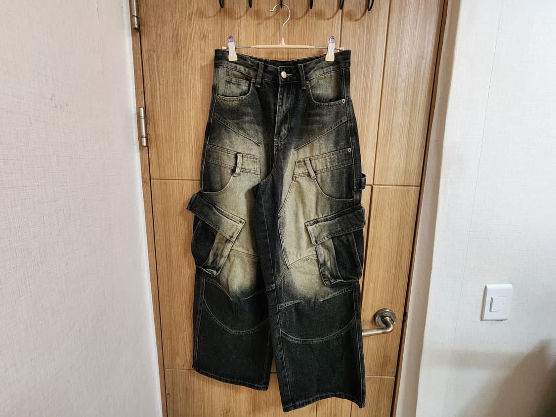 (S)트릴리온 더블 레이어 카펜터 카고 데님 팬츠 상품이미지1