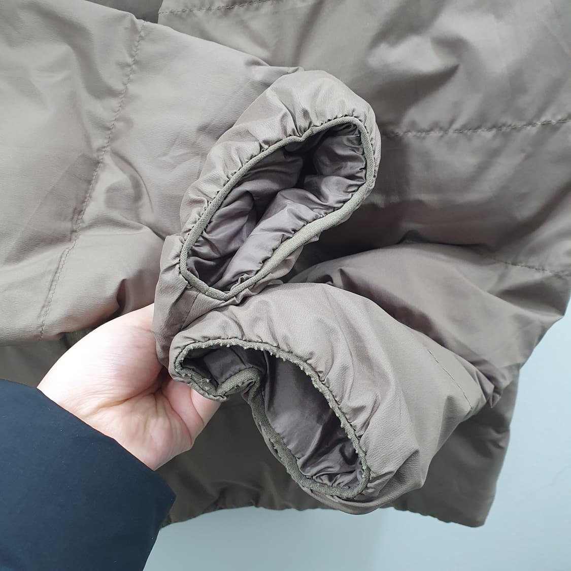  2XL 노스페이스 남성 카키 노카라 퀄팅 오버핏 경량 패딩 점퍼 상품이미지5