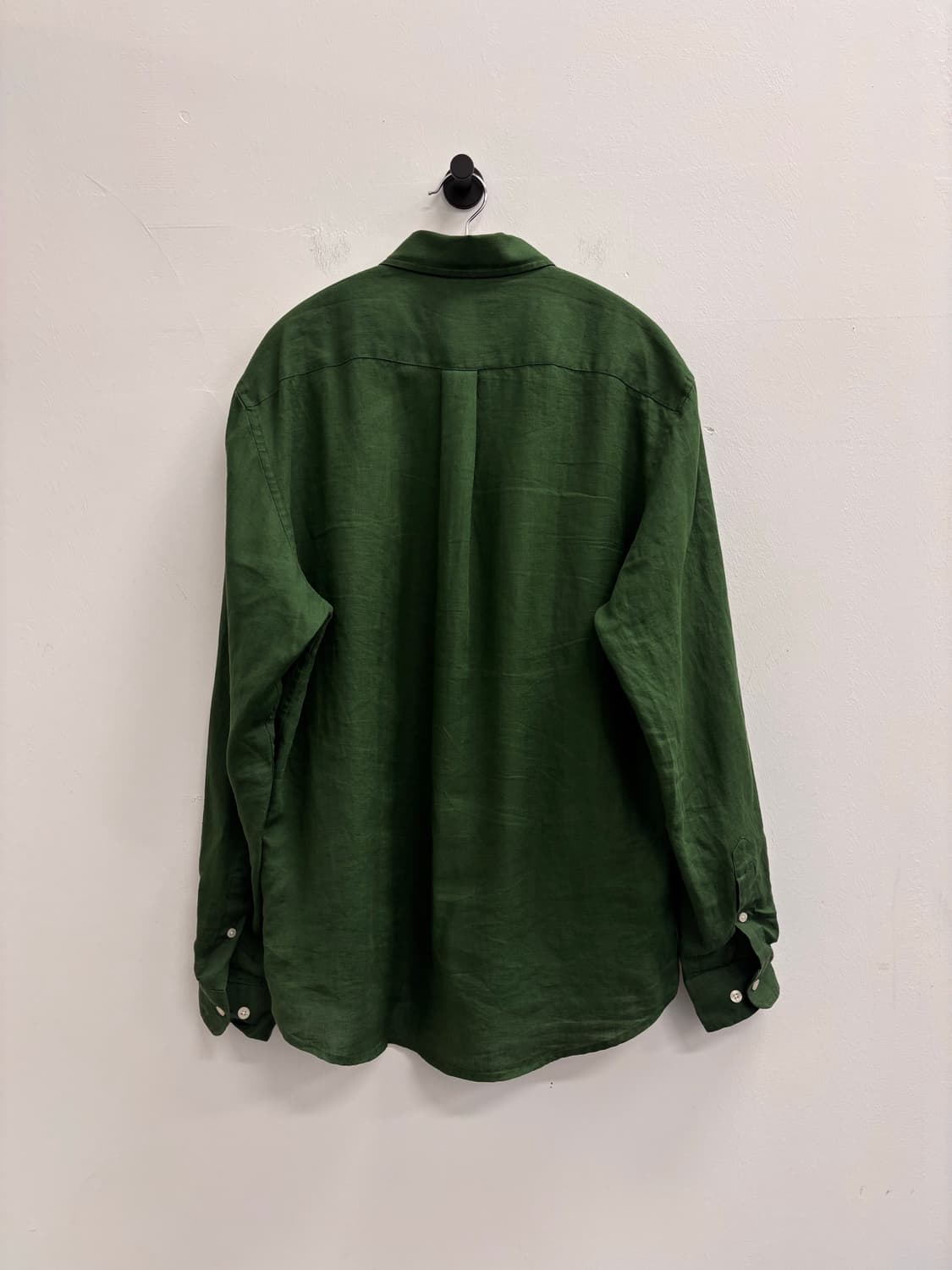 라코스테(LACOSTE) 100% 린넨 버튼다운 셔츠 다크 그린 상품이미지3