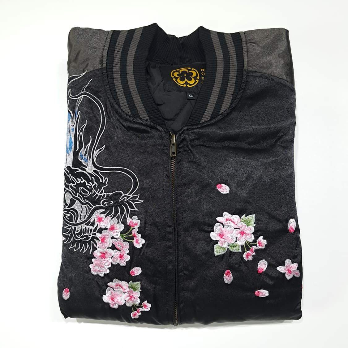 CK011 [새상품] XL 로그 00s 새틴 블랙드래곤 스카잔 자켓 점 상품이미지6