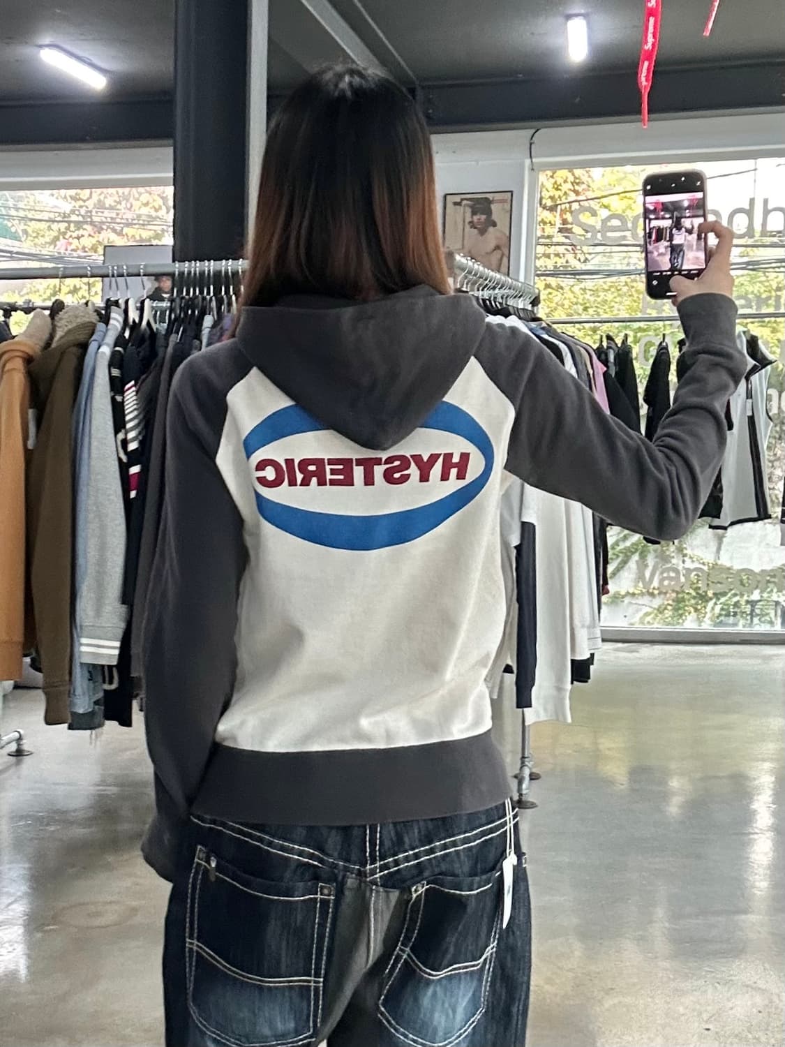 히스테릭글래머 90s아카이브 백로고 래글런 후드집업 상품이미지1