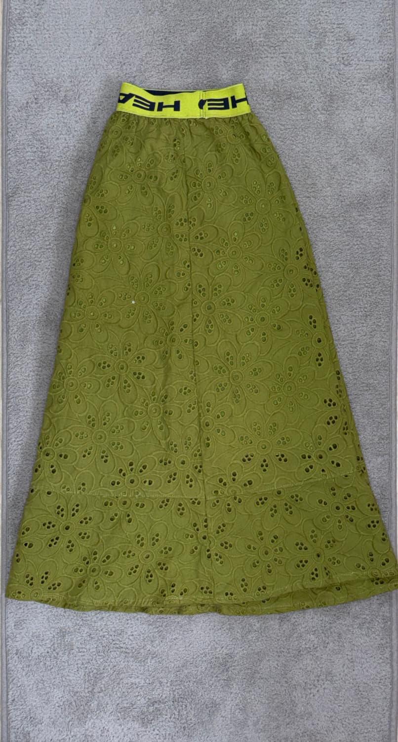 [S급] 봄맞이🌸 HEAD 올리브색 자수 롱 스커트 F 상품이미지2