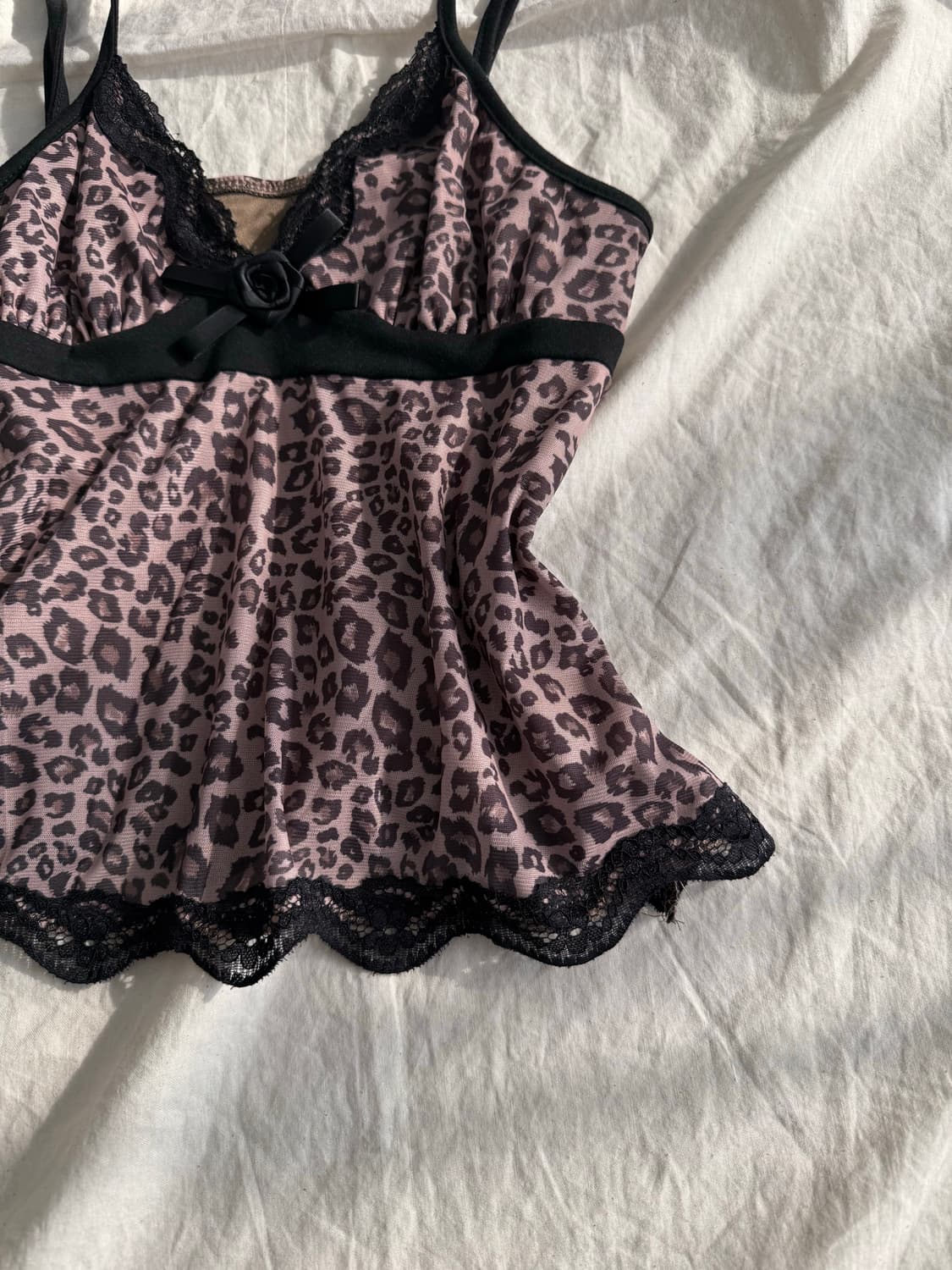 갸루 펑크 호피 슬리브리스 상품이미지3