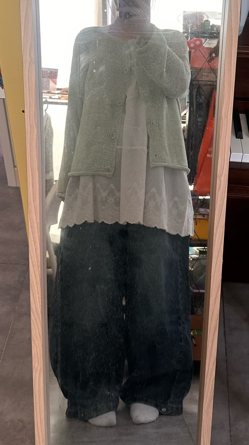 빈티지 나시 원피스 + 그물 가디건 상품이미지2