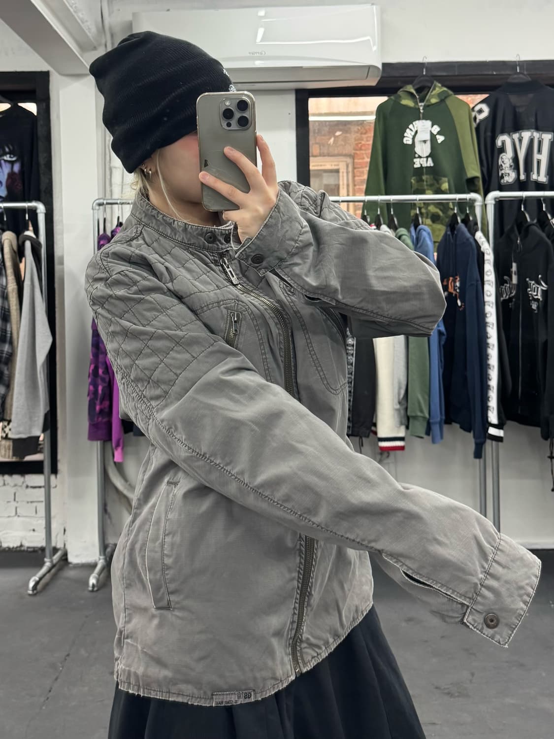 지스타 넥버튼 바이커 자켓 상품이미지3