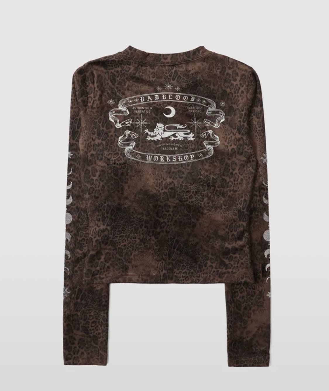 배드블러드 미스틱 라인스톤 로고 져지 슬림 롱슬리브 - 브라운레 오파드 상품이미지2