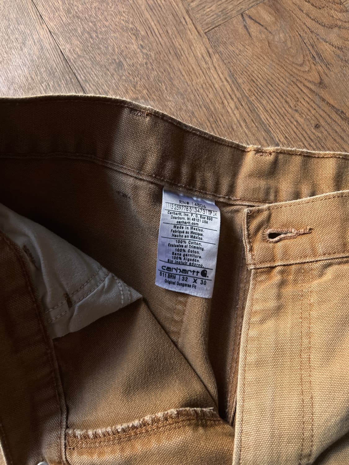 [32]칼하트 USA 빈티지 페이딩 브라운 싱글니 카펜터 워크 팬츠 상품이미지4
