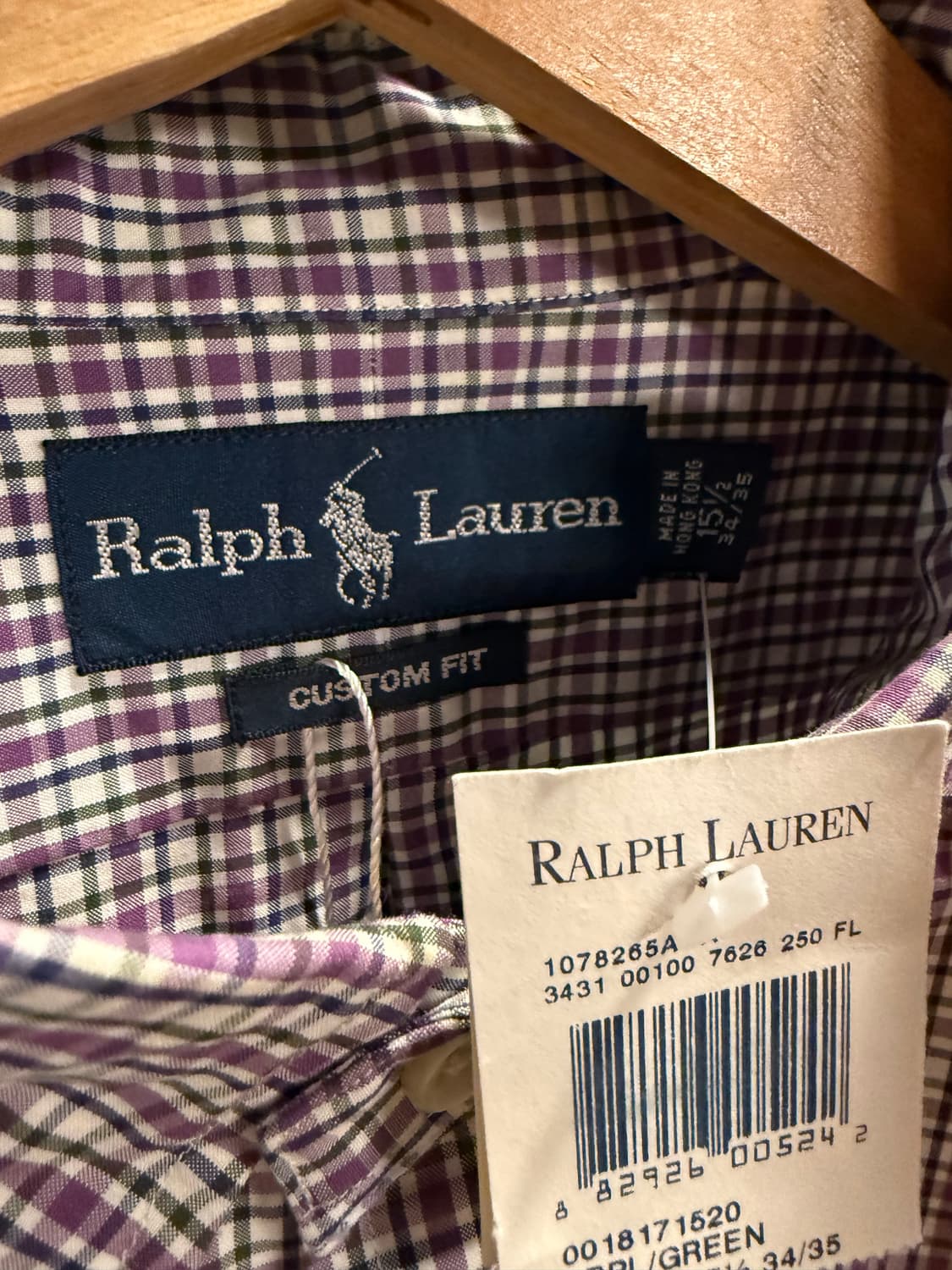 M 폴로 랄프로렌 POLO 커스텀핏 체크 버튼다운 셔츠 퍼플그린 상품이미지5