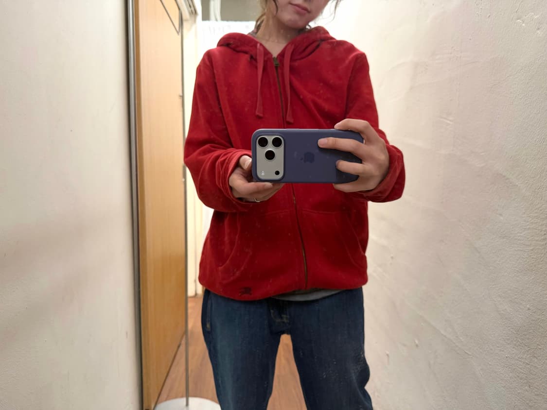 버버리 브릿 후드 집업 체크 배색 후드 디테일 루즈핏 레드 k11 상품이미지1