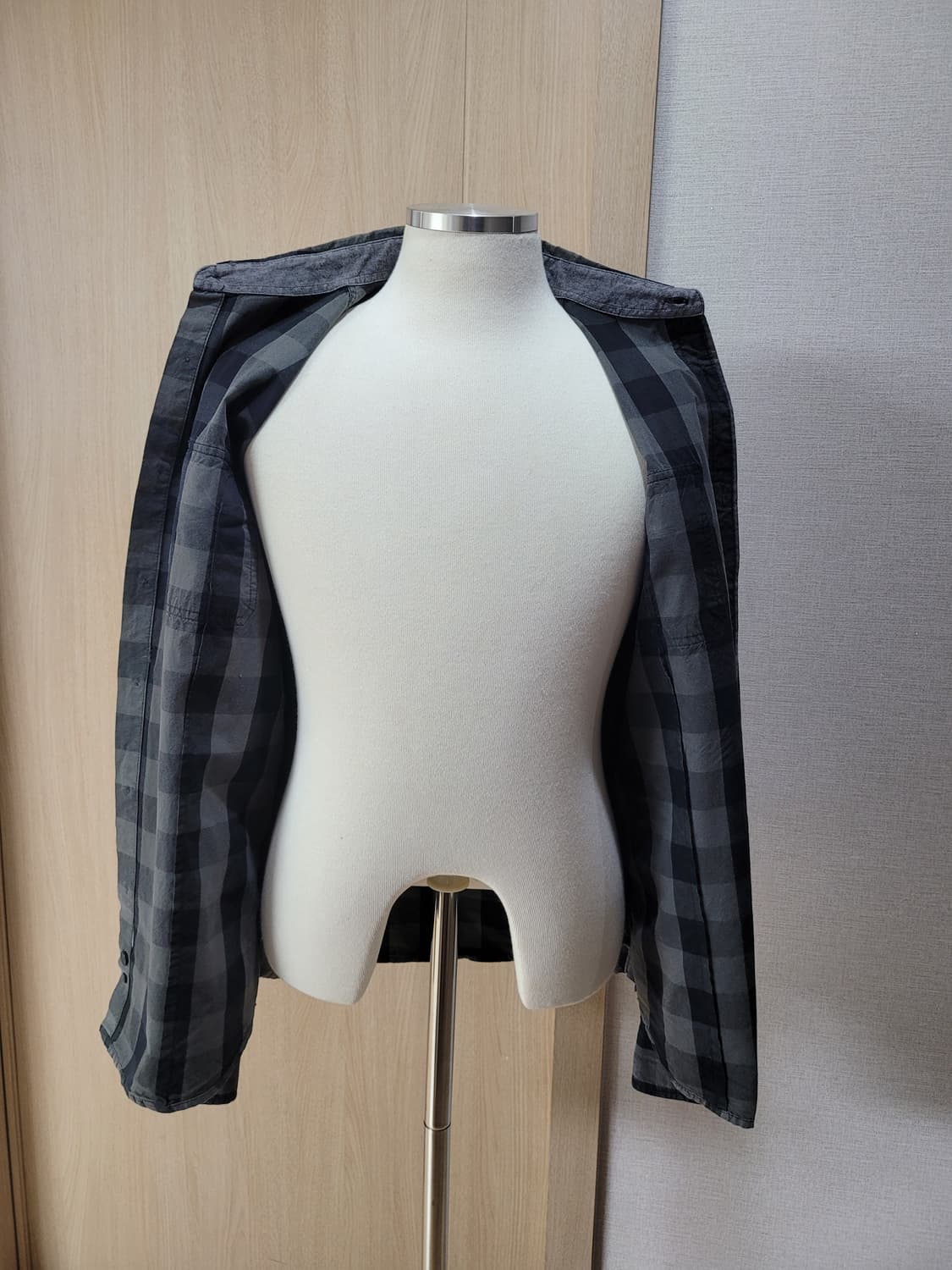 스텝 STAFF 남자 체크셔츠 100 다크그레이 상품이미지7