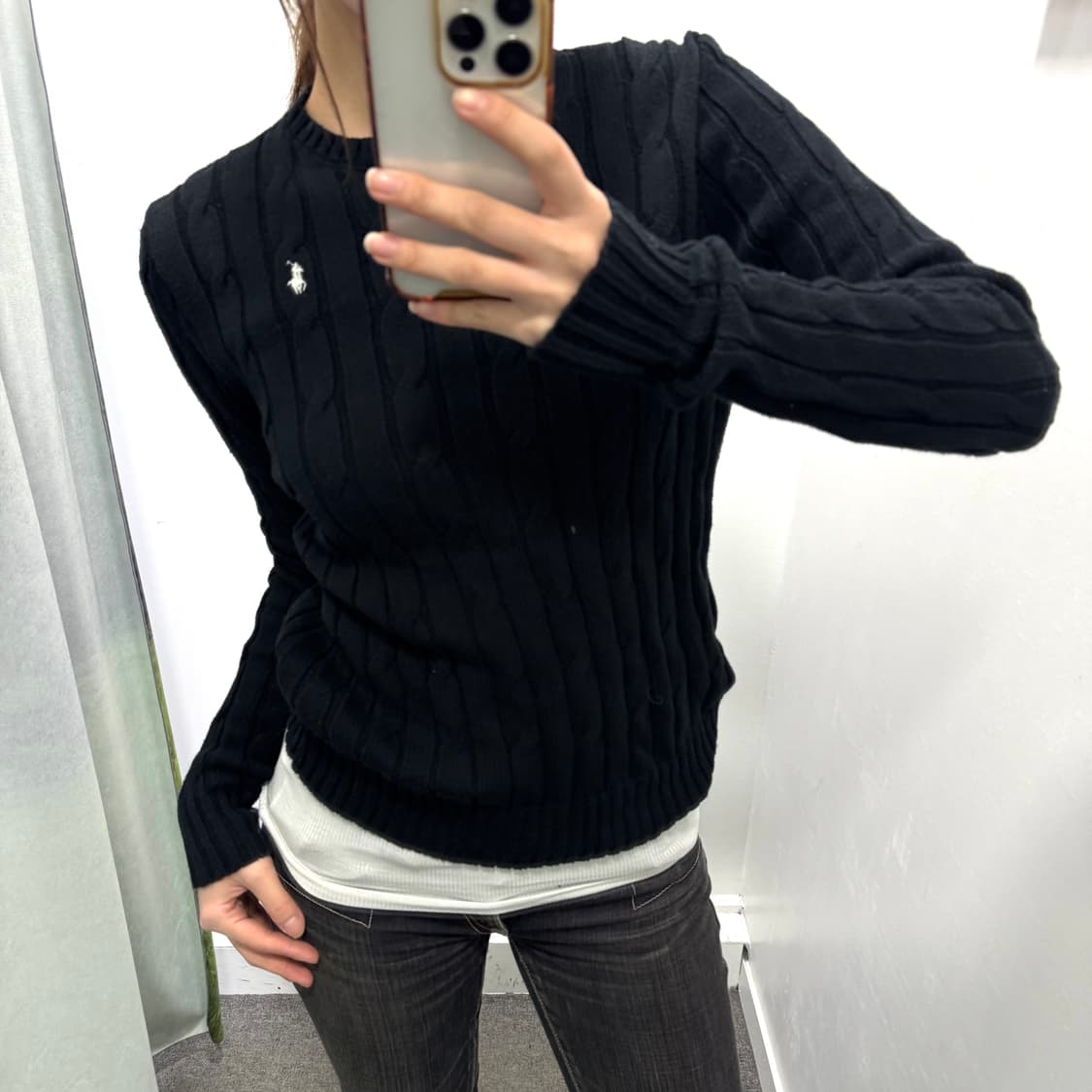 폴로 블랙 꽈베기 코튼 니트 상품이미지2