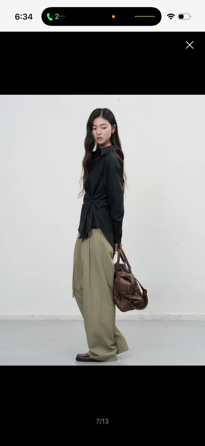 제너럴아이디어 링클프리 루즈핏 랩 셔츠 블랙 m 상품이미지2