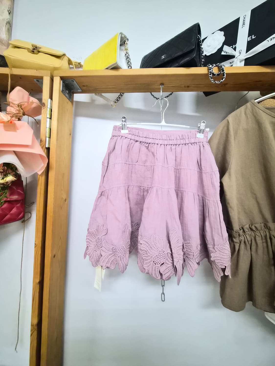 면린넨 플리츠 펨플럼 반팔 snidel 레이스 린넨 치마반바지 상품이미지6