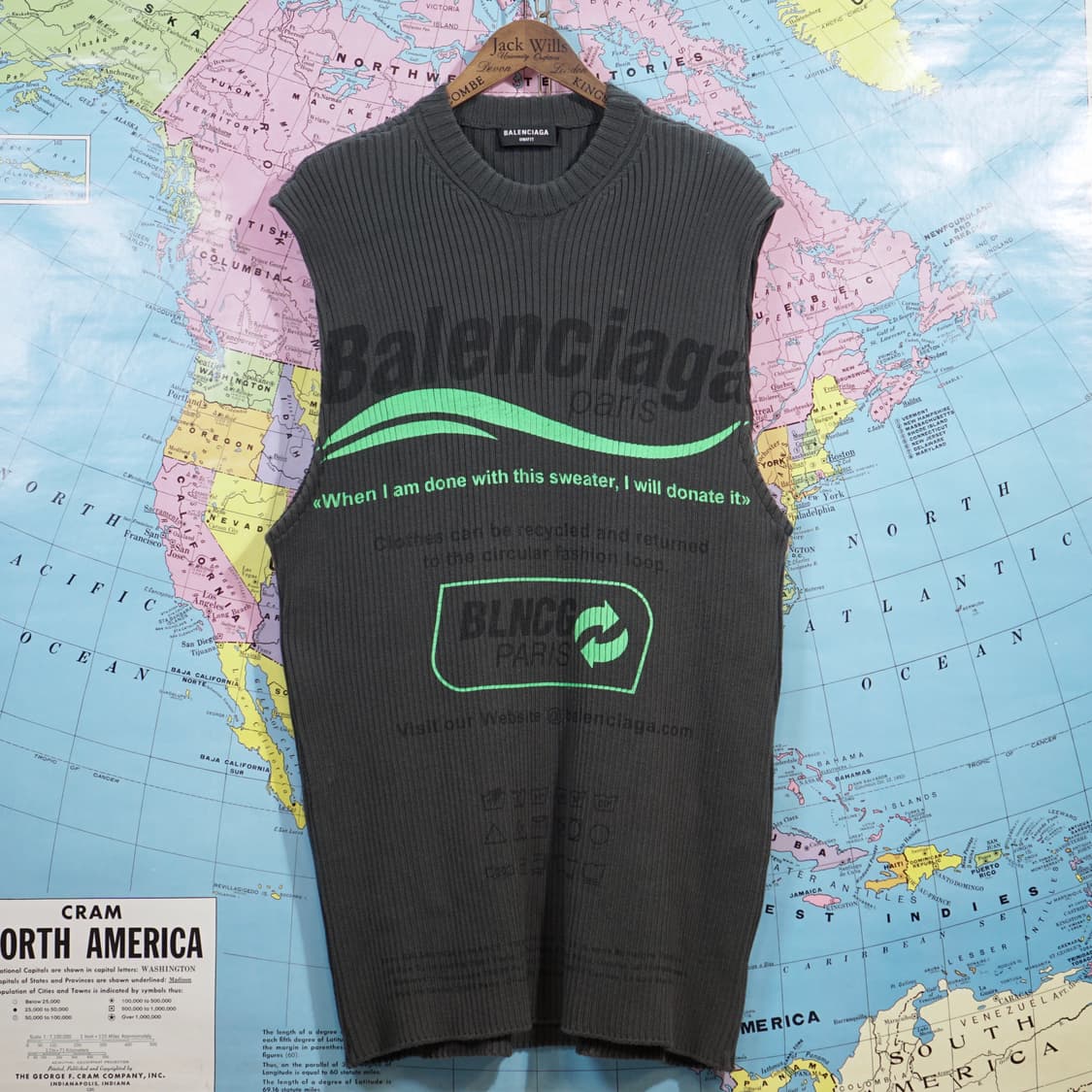 발렌시아가 리사이클 슬로건 골지 니트 베스트 상품이미지3
