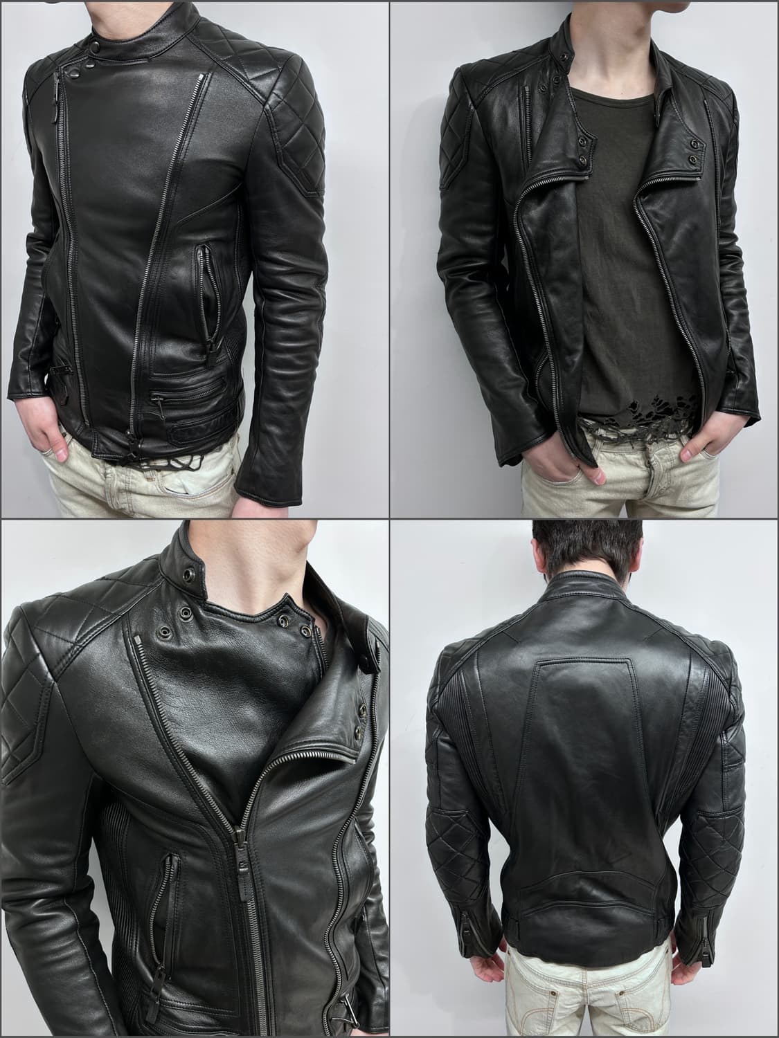 타임 옴므 퀼티드 판넬 사선 램스킨 자켓 상품이미지1