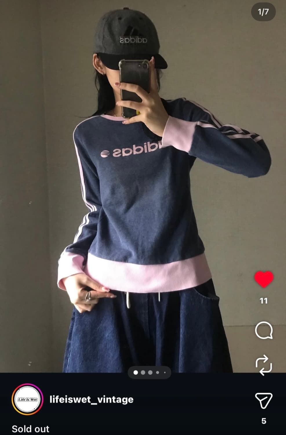 Adidas 아디다스 네이비 핑크 맨투맨 상품이미지3