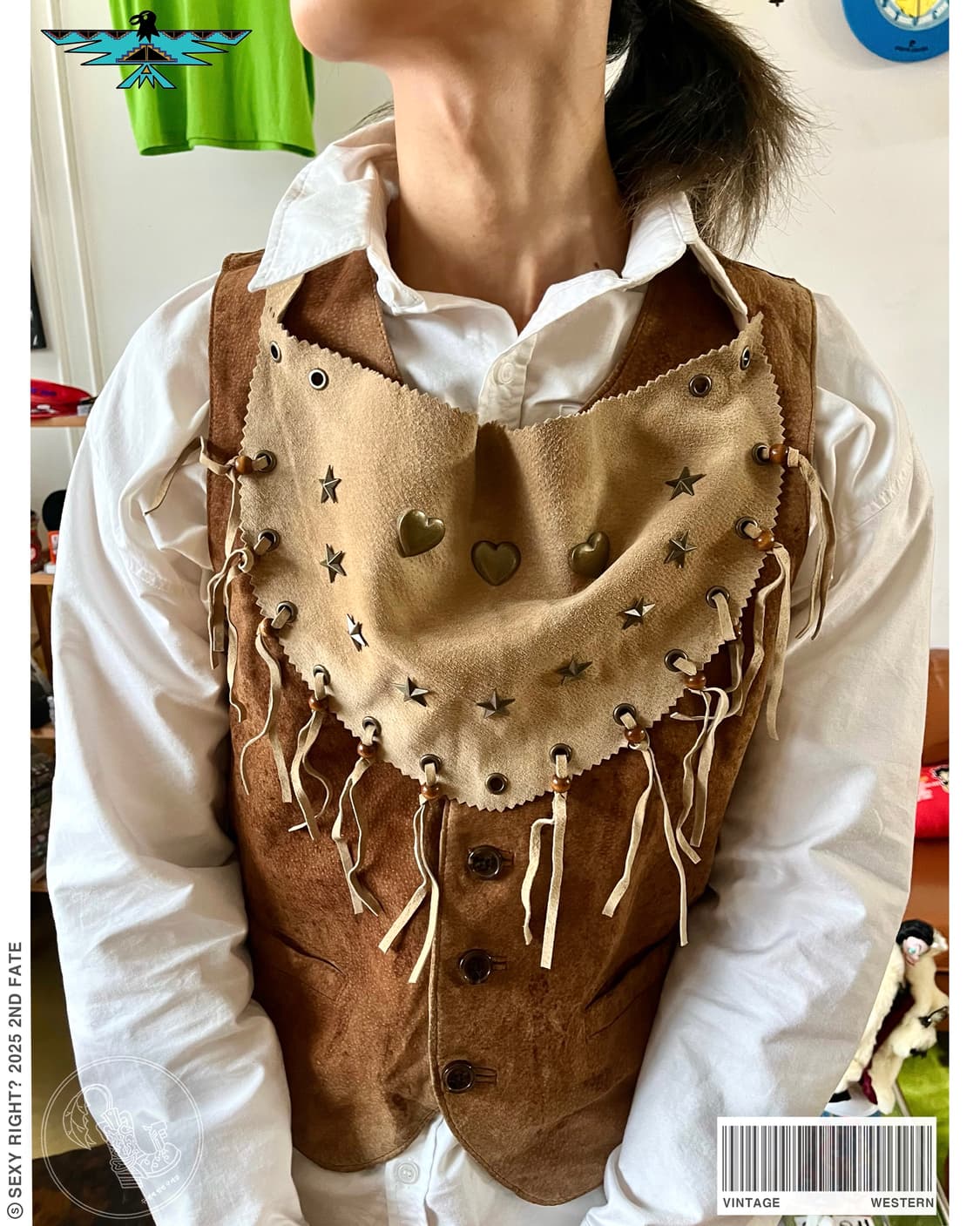 Western Vintage Leather Fringe Scarf 상품이미지1