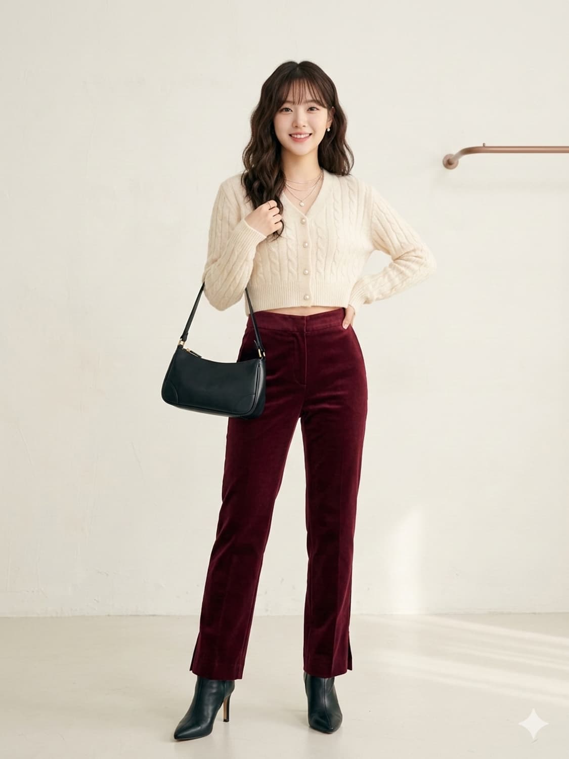 ST. JOHN 세인트존 컬렉션 버건디 벨벳 팬츠 상품이미지1