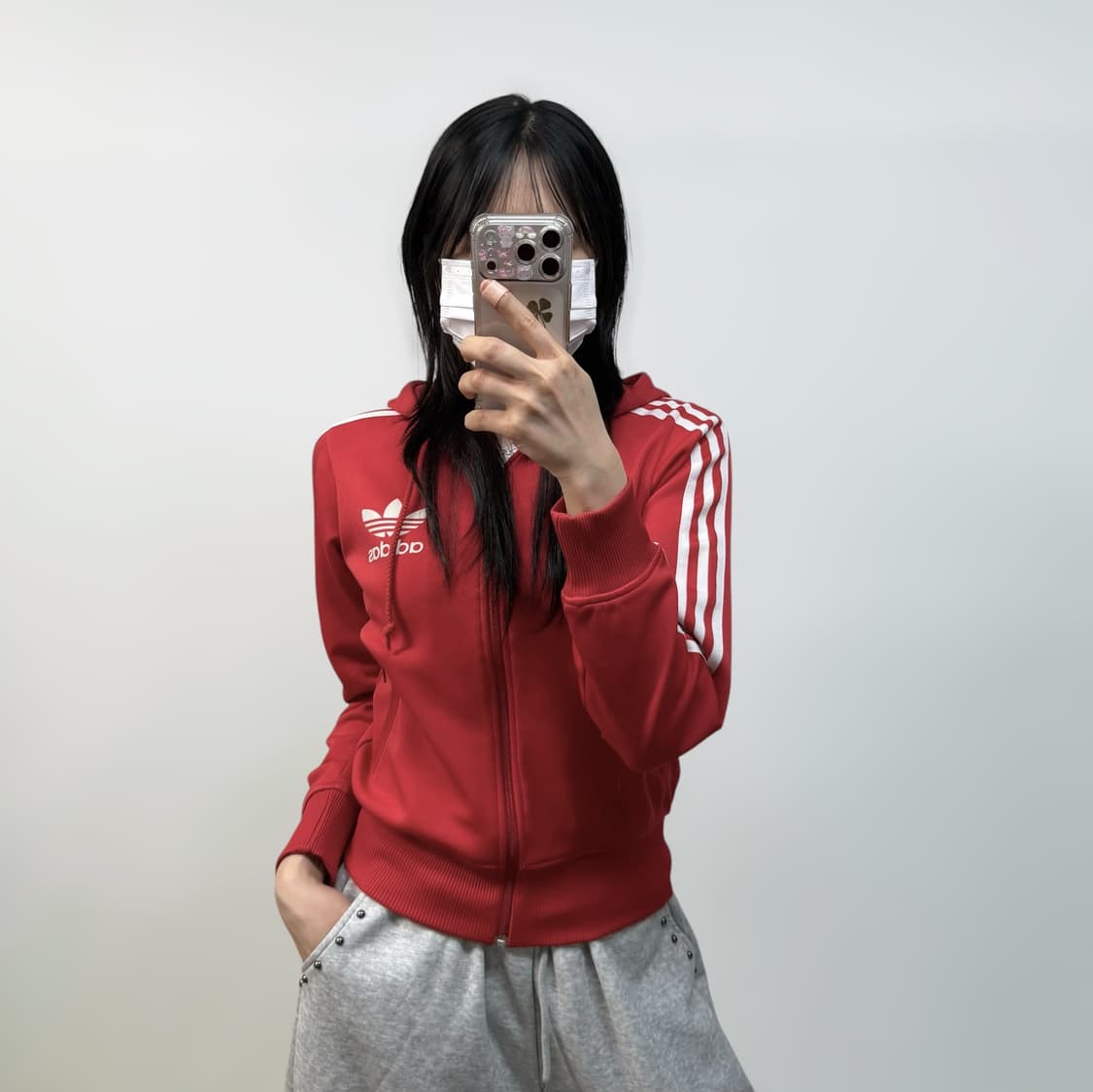 아디다스 후드플락 후드집업 레드 상품이미지1