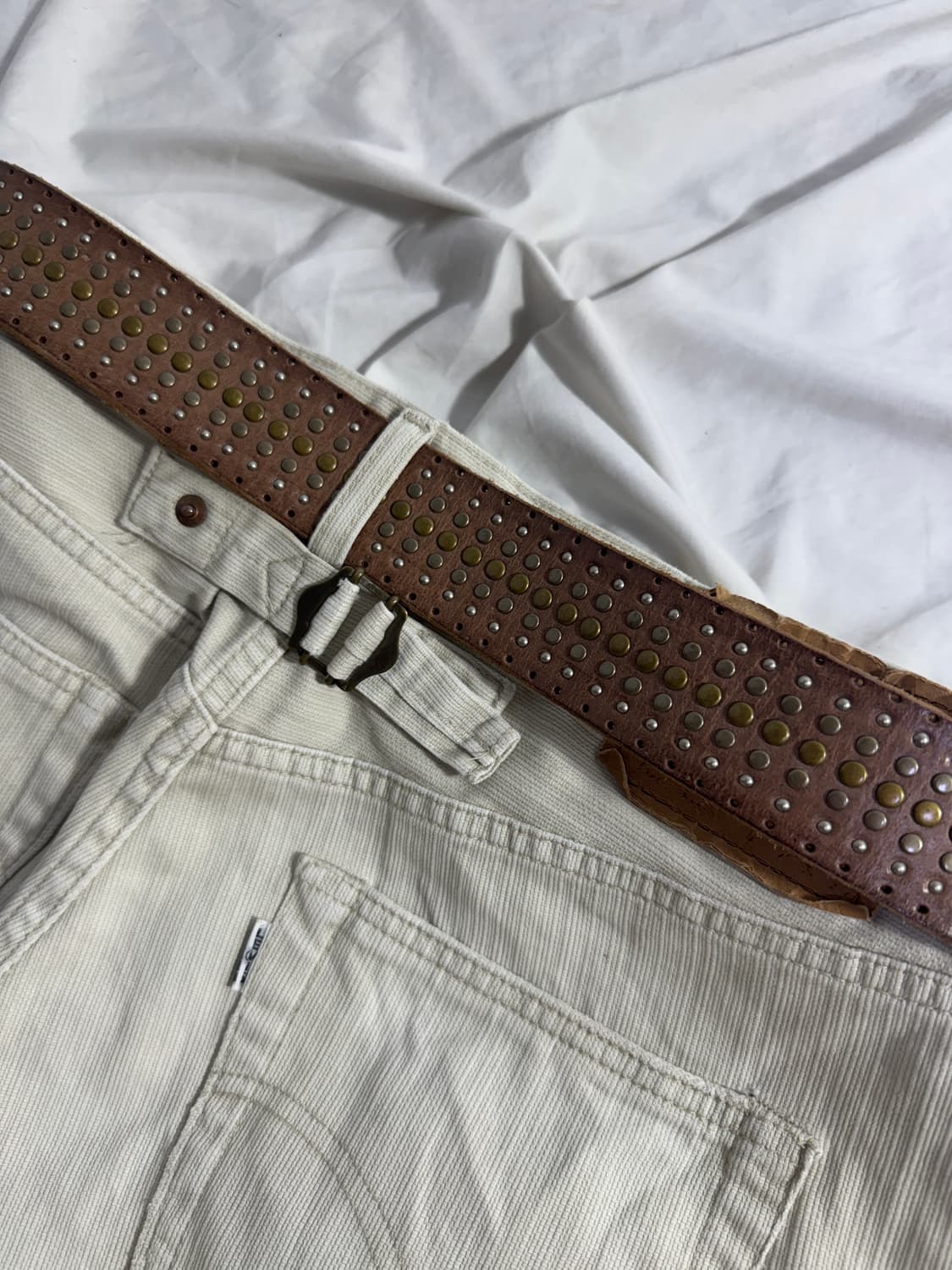 빈티지 볼 스터드 레더 벨트 상품이미지4