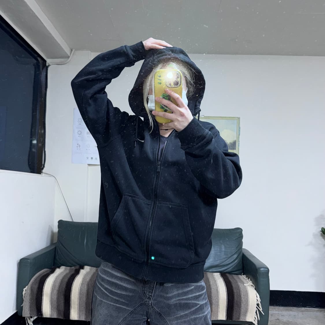 투티/0108 나이키 검정 기모 블랙 후드집업 상품이미지1