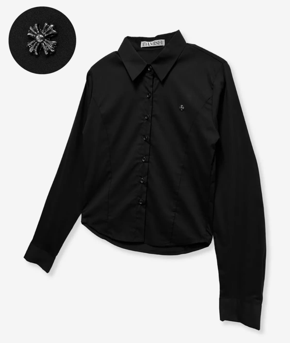 다미쉬 슬림 스판 크로스 심볼 셔츠_블랙 상품이미지1