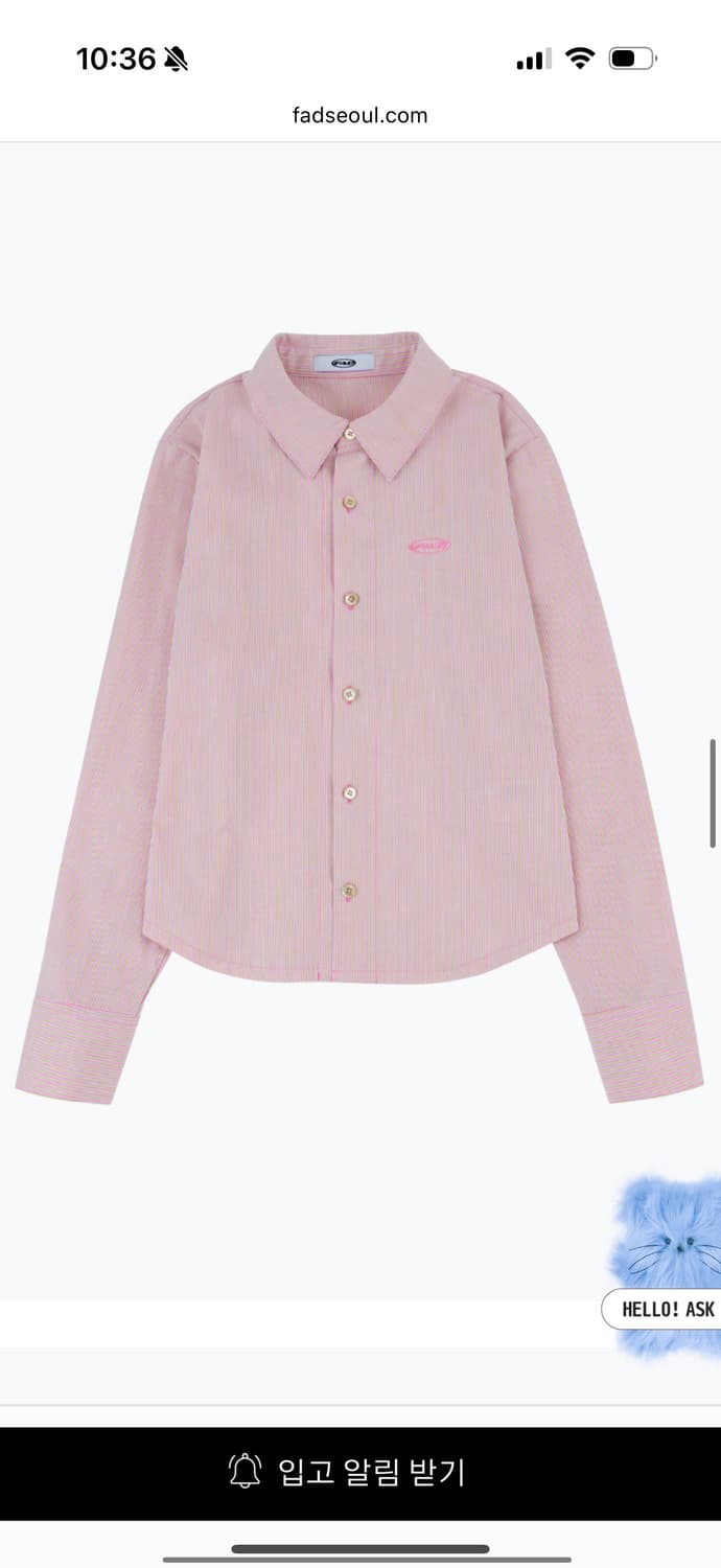 Fad 에프에이디 크롭 스트라이프 셔츠 핑크 상품이미지4