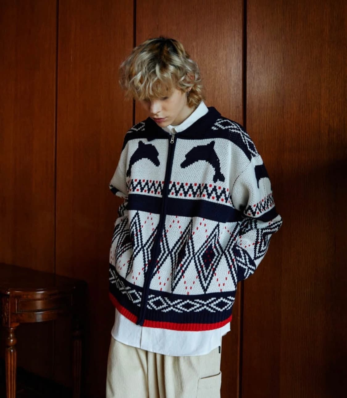 와이케이 waikei 돌핀 노르딕 집업 가디건 네이비1 상품이미지5