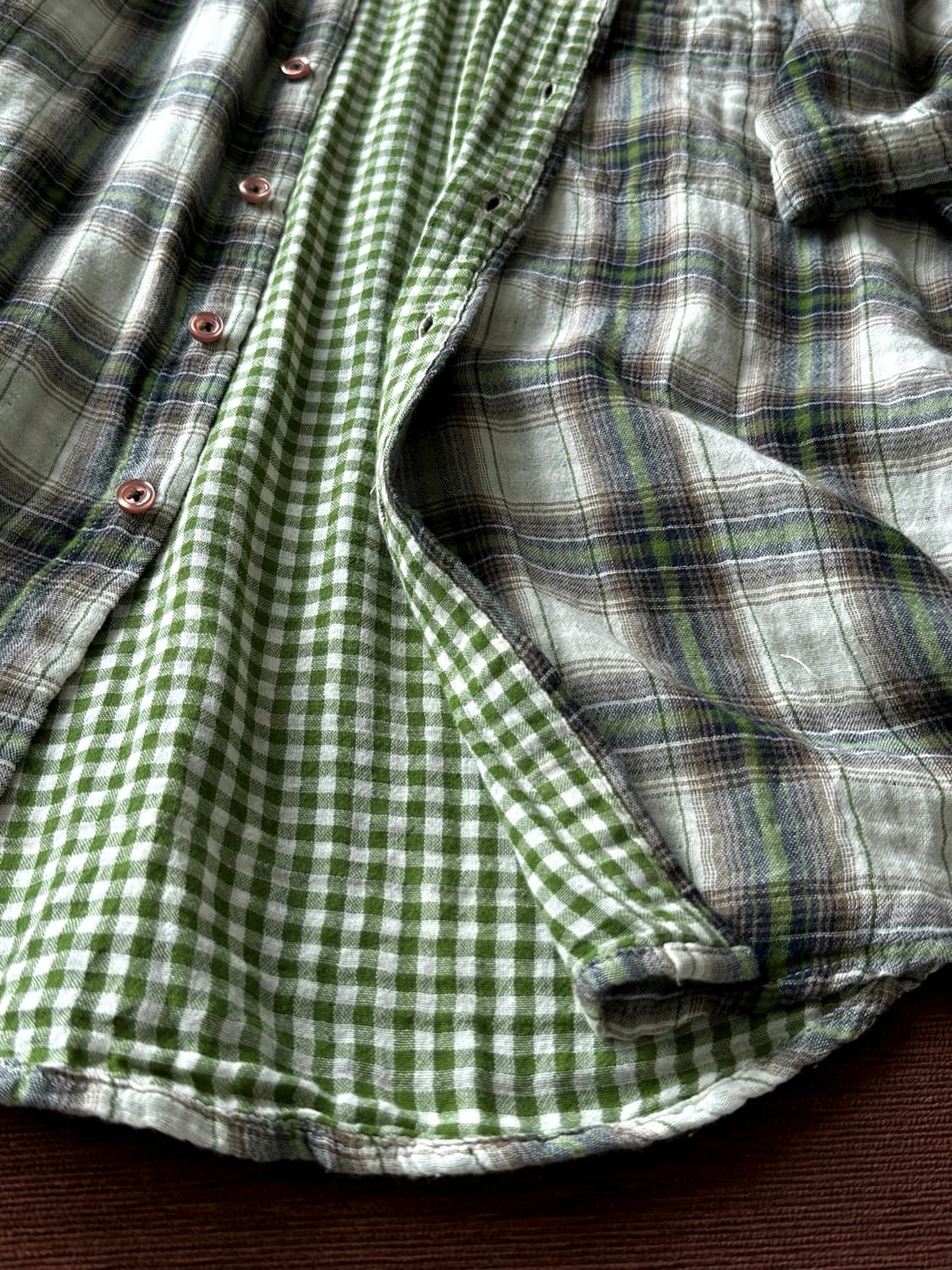 Cotton gauze fabric check shirt 상품이미지7