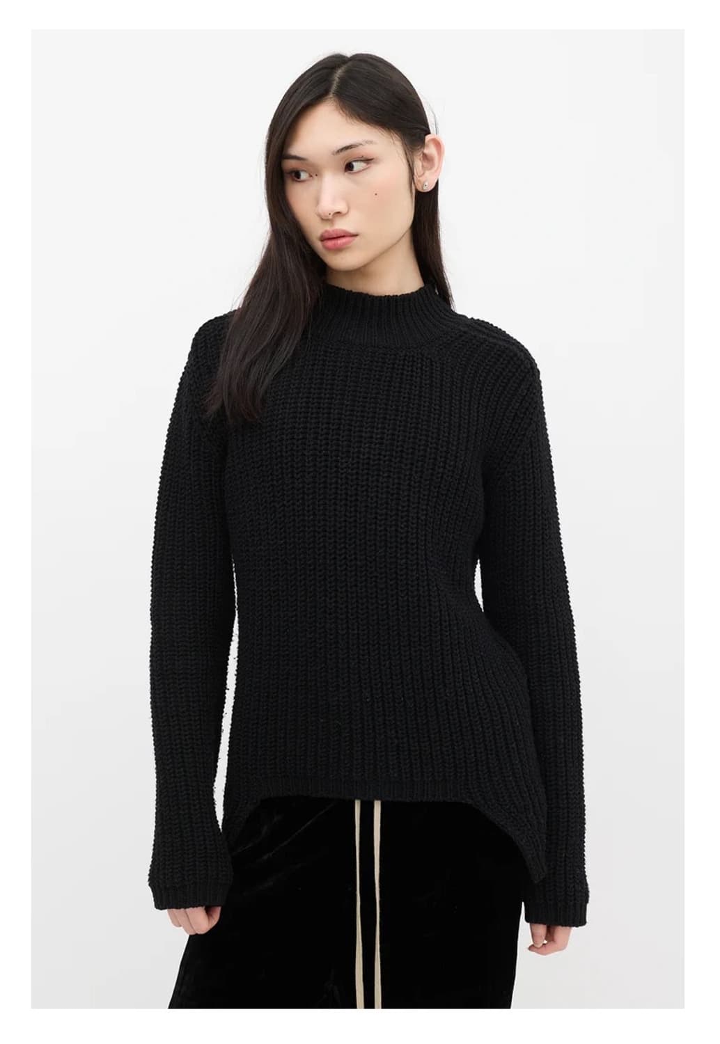 릭오웬스 15FW "SPHINX" 울 터틀넥 비대칭 스웨터 블랙 상품이미지1