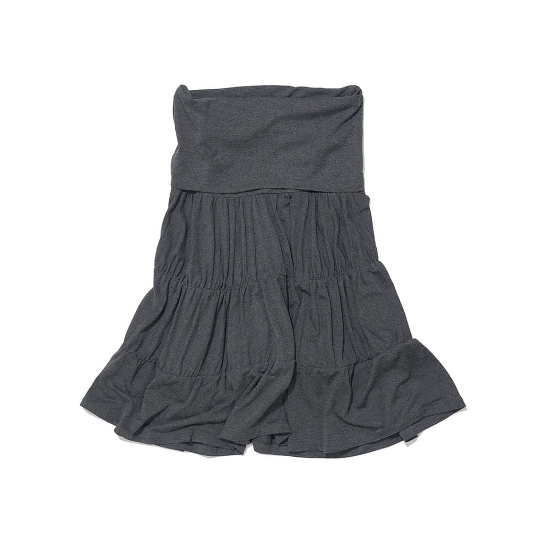 파르티멘토우먼 PWC 저지 셔링 티어드 미디 스커트 차콜멜란지 상품이미지1