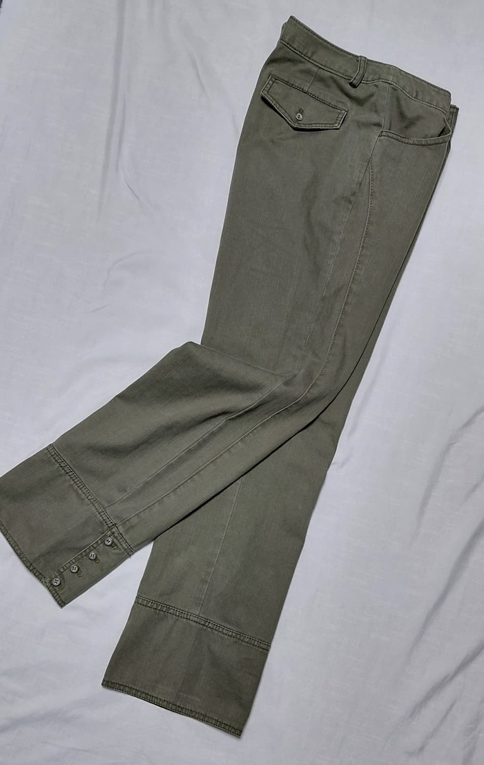 [26~27] 앙라시네 밑단 버튼 포인트 카키 코튼 팬츠 상품이미지9