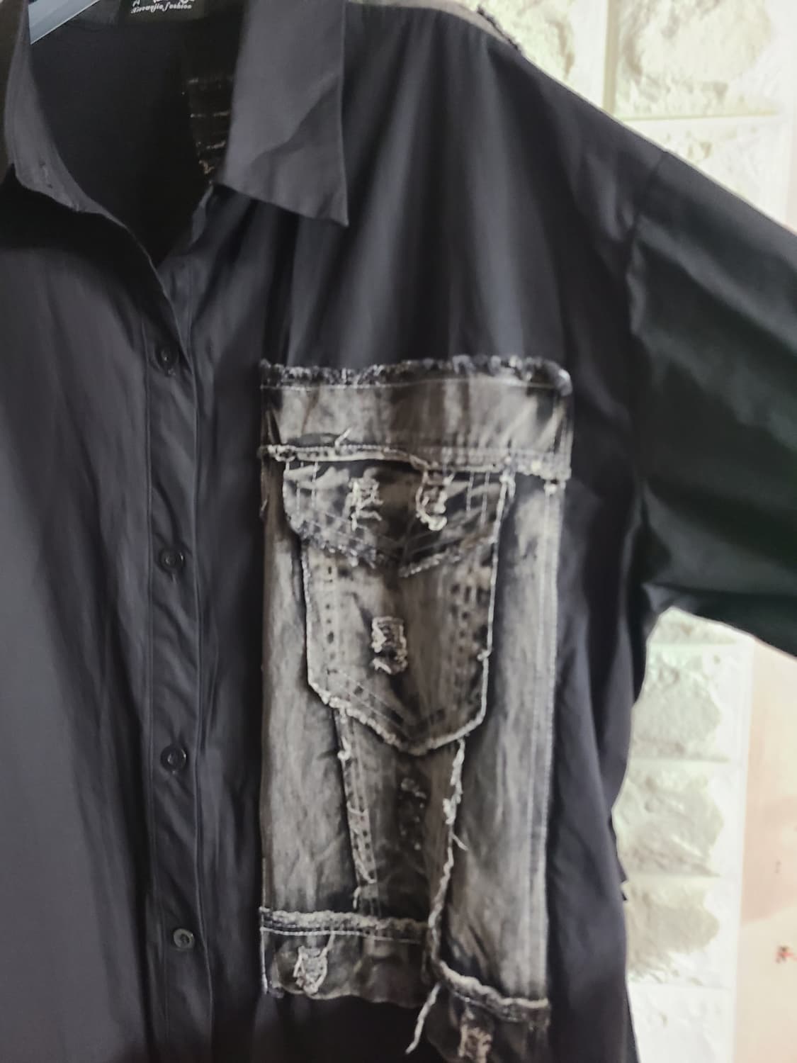 데님패치 롱셔츠(라지) 상품이미지2