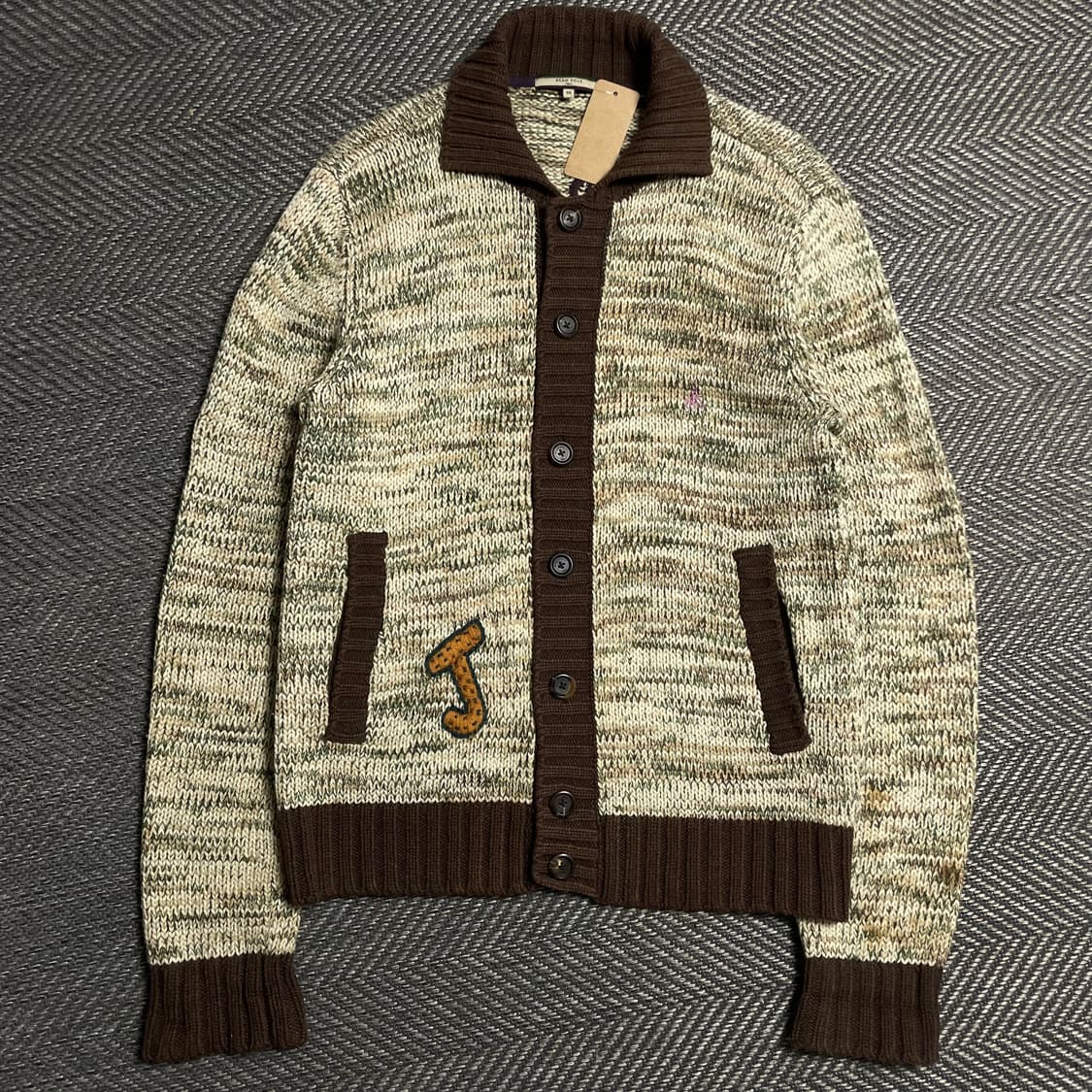 빈폴 진 올드스쿨 빅로고 엘보 패치 니트 집업o 5207 상품이미지4