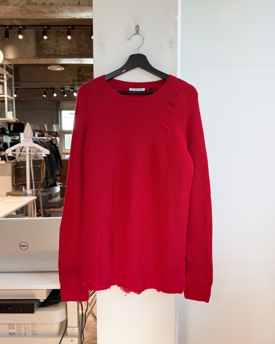 헬무트랭 레드 디스트레스드 캐시미어혼방 니트  상품이미지2