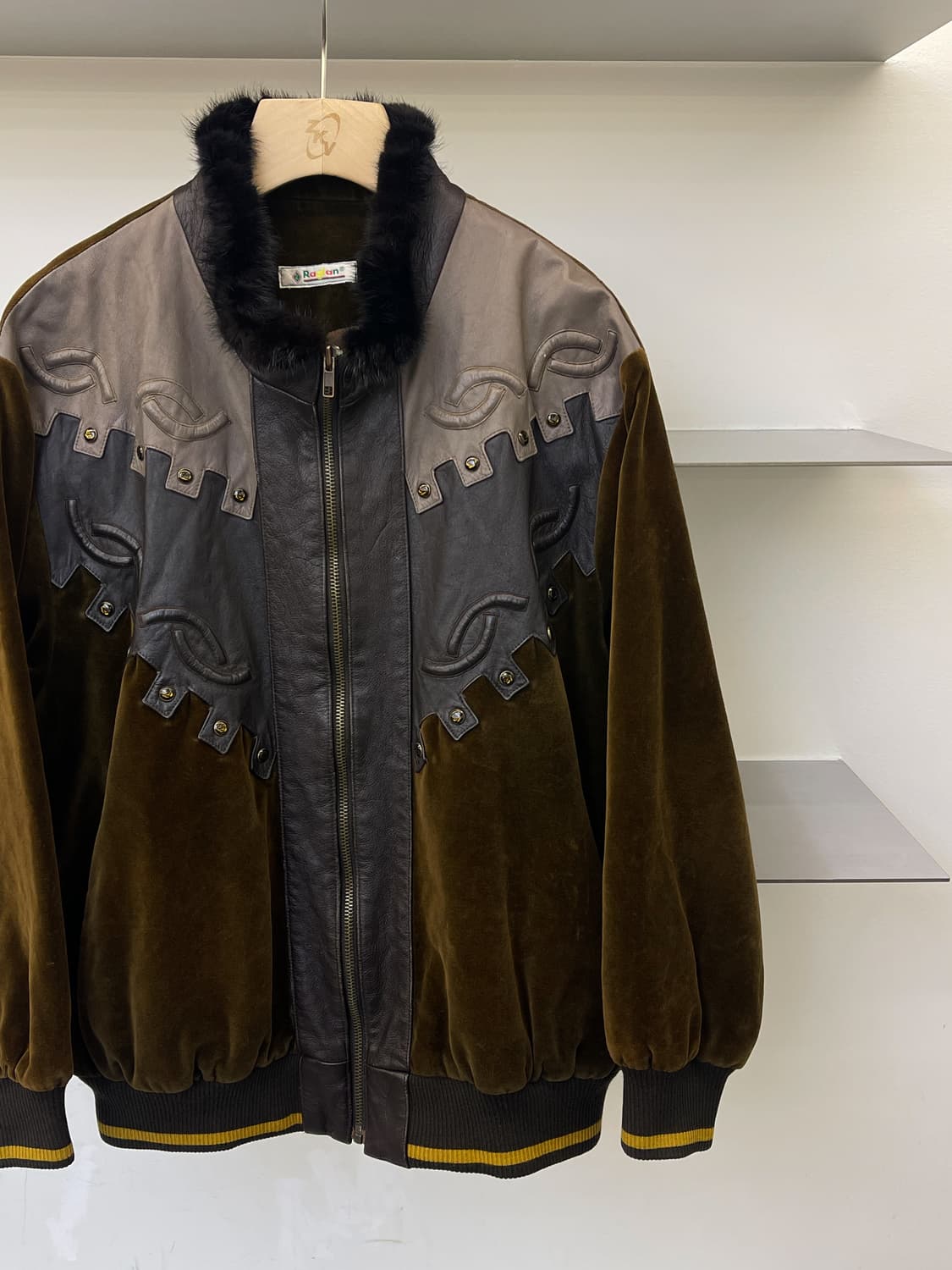 Raglan 90s 웨스턴 레더 벨루어 자켓 상품이미지3